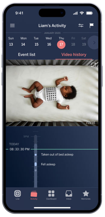 nanit pp with child sleeping in view on iphone